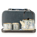 Ru Blue Tea Set for Two – Teapot & 2 Cups, Elegant Glazed Travel Tea Set