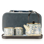 Ru Blue Tea Set for Two – Teapot & 2 Cups, Elegant Glazed Travel Tea Set