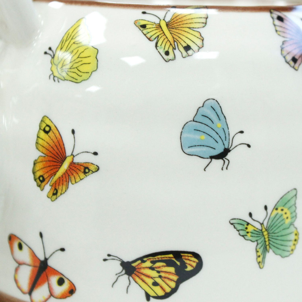 Butterfly Tea Set – Teapot & 6 Cups, 650ml Ceramic Teapot with Strainer, Gift Boxed