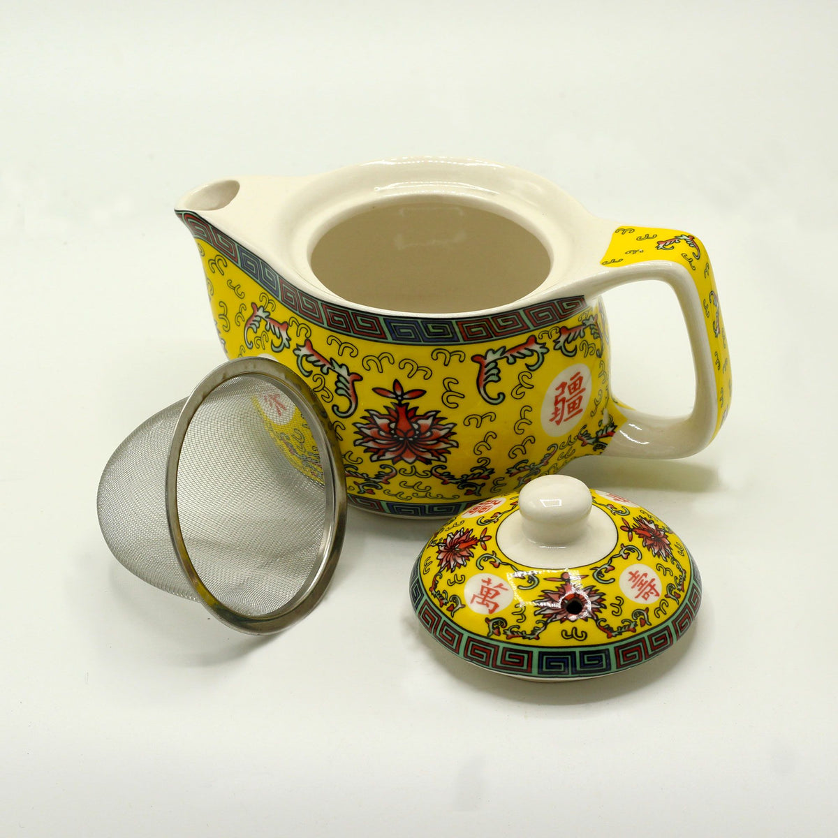 Long Life Symbol Teapot for One – Small Ceramic Teapot with Strainer, 350ml