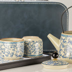 Ru Blue Tea Set for Two – Teapot & 2 Cups, Elegant Glazed Travel Tea Set