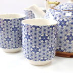Blue Star Tea Set – Teapot & 6 Cups, 650ml Ceramic Teapot with Strainer, Gift Boxed