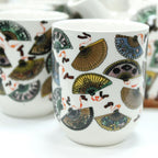 China Fans Tea Set – Teapot & 6 Cups, 650ml Ceramic Teapot with Strainer, Gift Boxed
