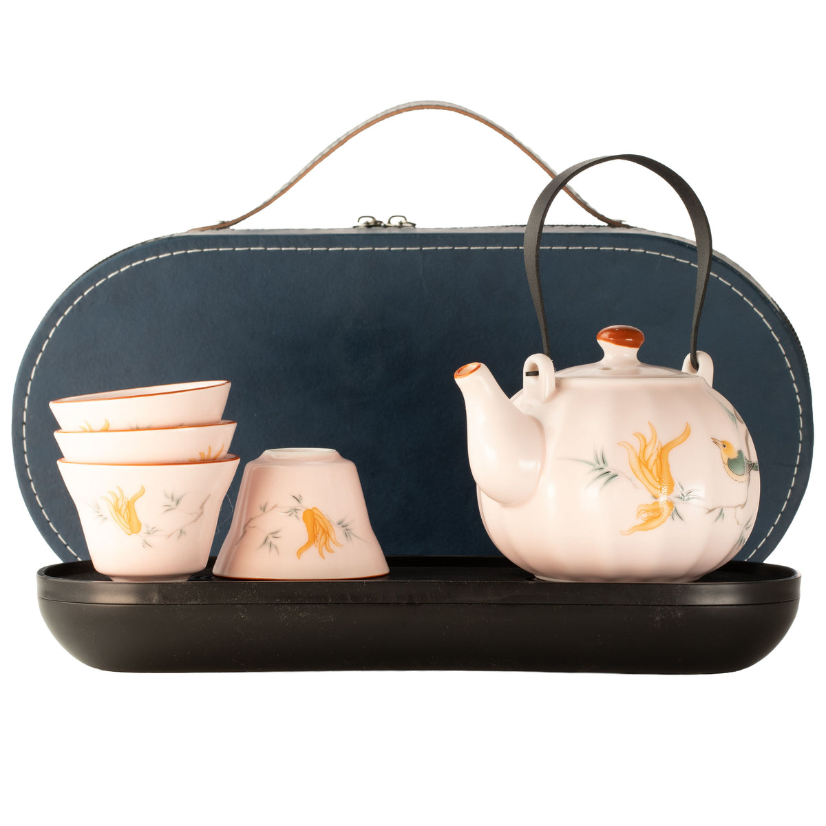 Pink Vintage Tea Set with Teapot & 4 Cups – Pumpkin Style Travel Tea Set
