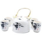White Stone Tea Set – Teapot & 6 Cups, 650ml Ceramic Teapot with Strainer, Gift Boxed