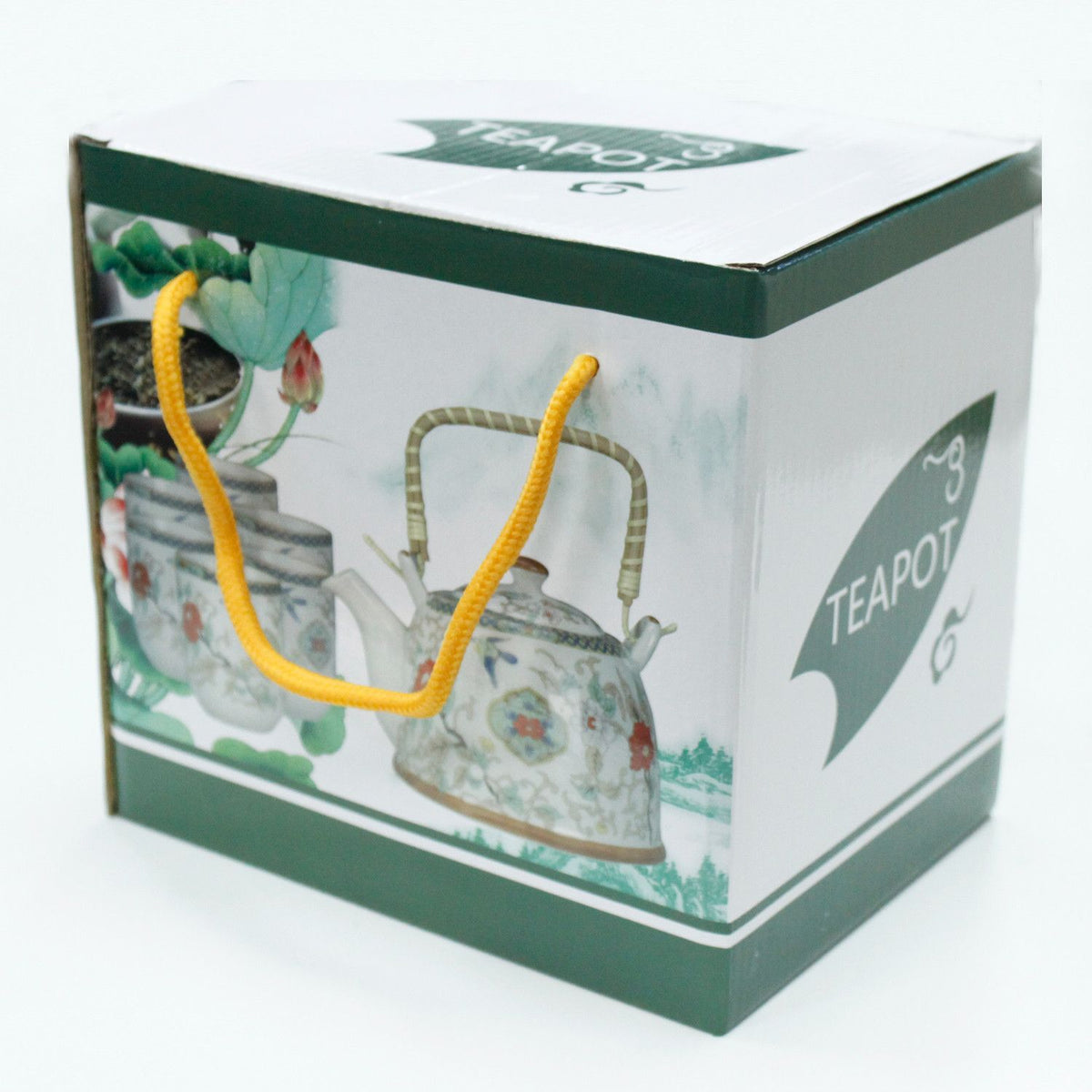 Classic White Tea Set – Teapot & 6 Cups, 650ml Ceramic Teapot with Strainer, Gift Boxed