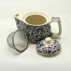 Blue Patterned Teapot for One – Small Ceramic Teapot with Strainer, 350ml