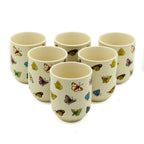 Butterfly Tea Cups – Set of 6 Handleless Ceramic Tea Cups