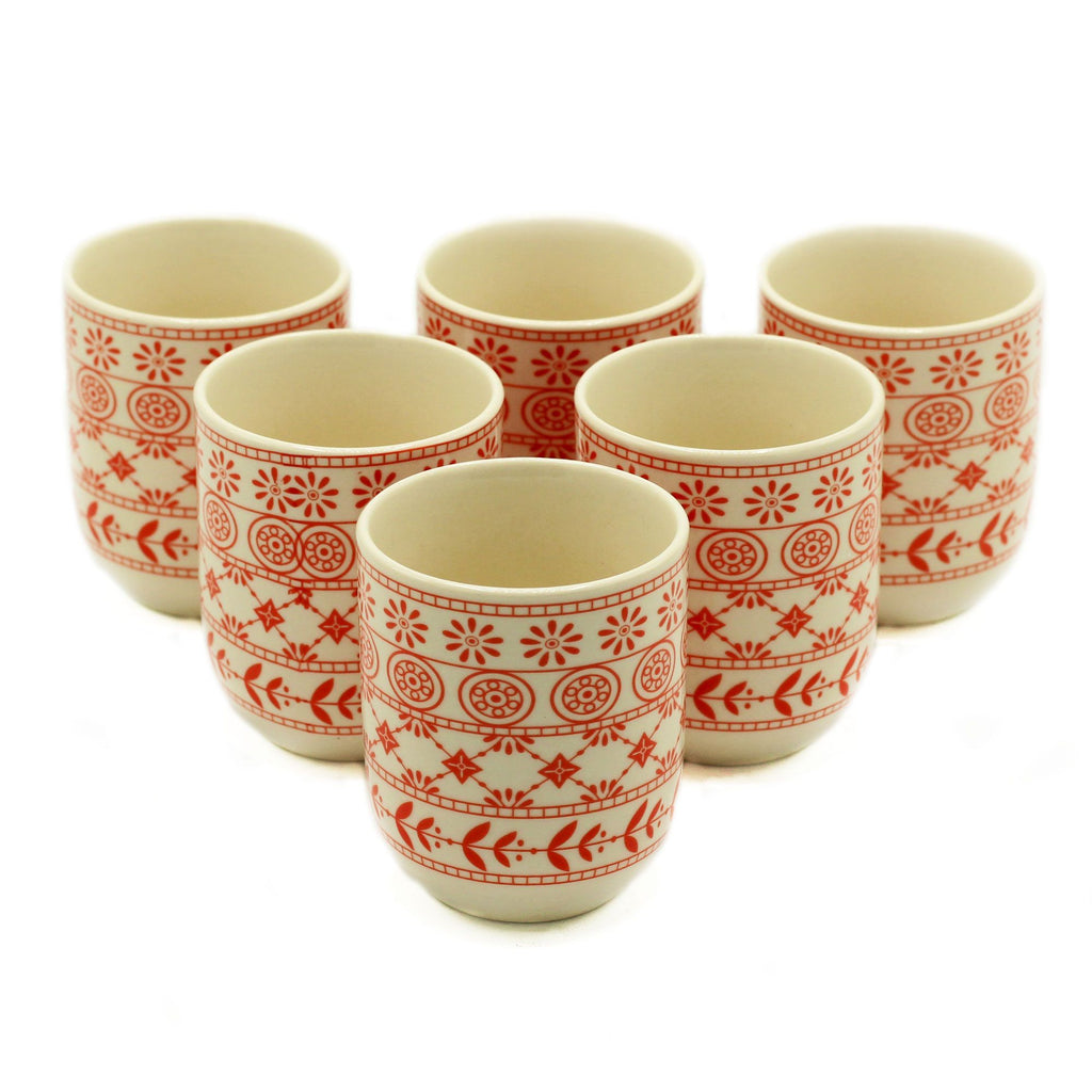 Amber Tea Cups – Set of 6 Handleless Ceramic Tea Cups