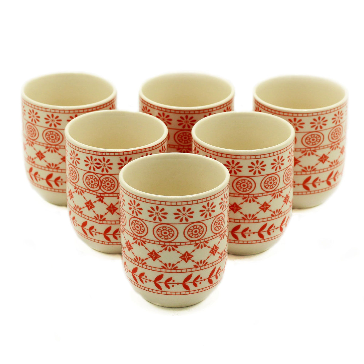 Amber Tea Cups – Set of 6 Handleless Ceramic Tea Cups
